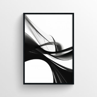 Poster Pintura digital branca e preto elegante