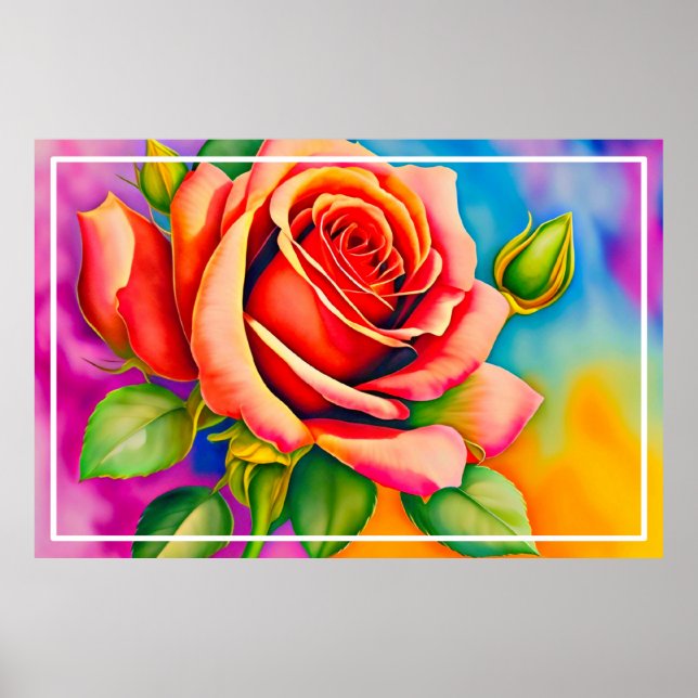 Poster Pintura digital colorida com ventilador Rosa (Frente)