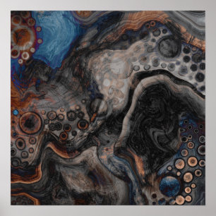 Poster Pintura digital preta e castanha pintada com flúor