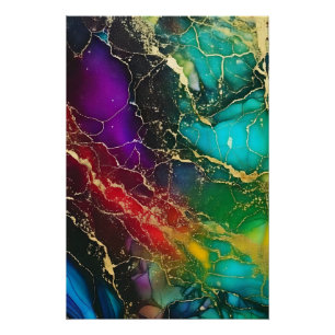 Pôster Pintura do arco-íris com tinta a álcool