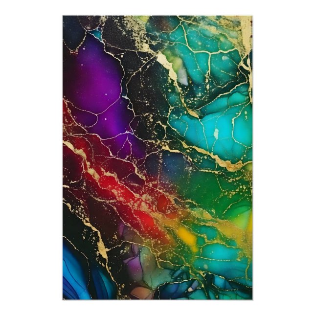 Pôster Pintura do arco-íris com tinta a álcool (Frente)