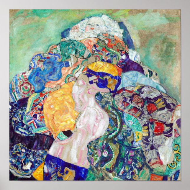 Poster Pintura do Baby Cradle por Gustav Klimt (Frente)