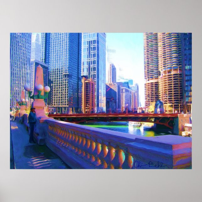 Poster Pintura do Canal Chicago (Frente)
