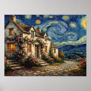 Poster Pintura do Céu Noturno Giratório da Rose Cottage