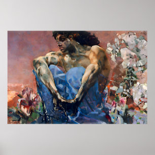Poster Pintura do Demônio Sentado Vintage por Mikhail Vru