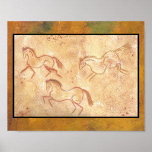 Poster Pintura do desenho da caverna dos cavalos