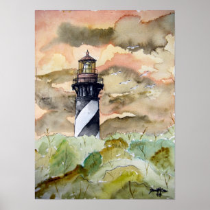 Poster Pintura do farol de St Augustine Florida