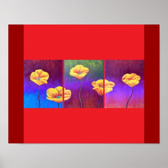 Pôster Pintura do Flor Amarelo - Múltipla (Frente)