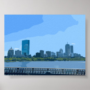 Poster Pintura do Horizonte de Boston Rio Charles