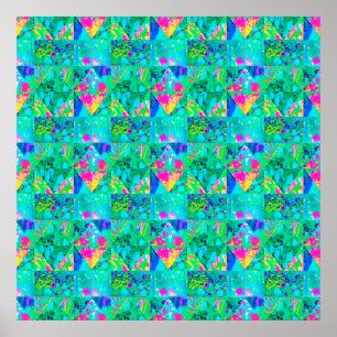 Poster Pintura do Jardim com Hydrangea e Blues