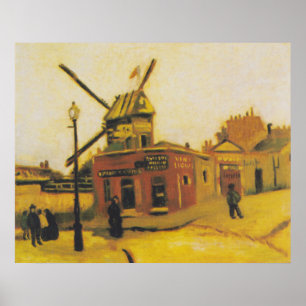 Poster Pintura do Moinho de Vento Vintage Van Gogh Paris