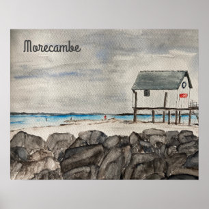 Poster Pintura do Morecambe Beach Hut