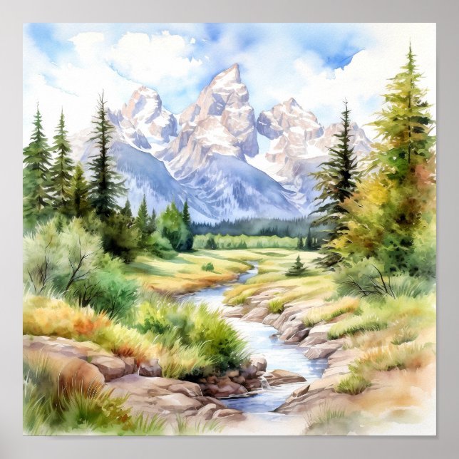 Poster Pintura do Parque Nacional Grand Teton (Frente)