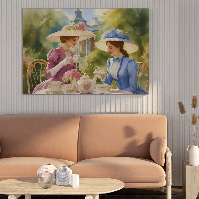 Poster Pintura do Partido do Chá Vitoriano Watercolor (Criador carregado)