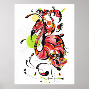 Poster Pintura do pôr do sol Flamingo