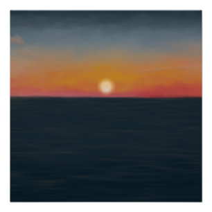 Pôster Pintura do pôr do sol no oceano pacífico