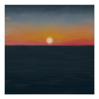 Pôster Pintura do pôr do sol no oceano pacífico