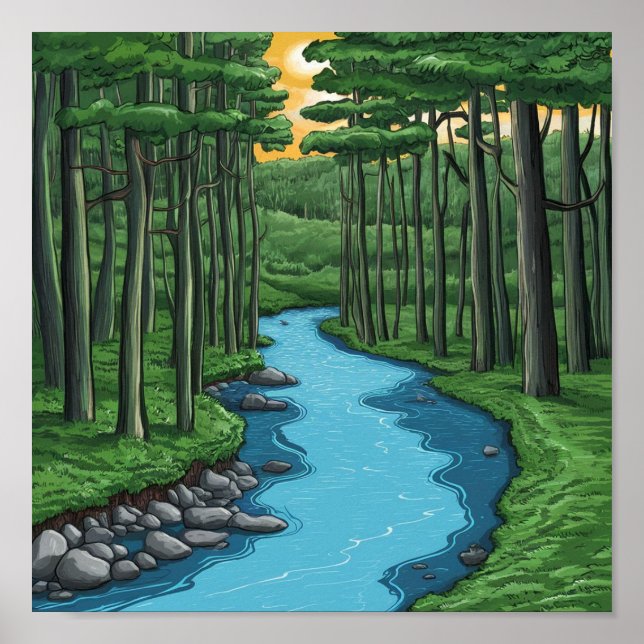 Poster Pintura do Rio Chattahoochee Georgia (Frente)