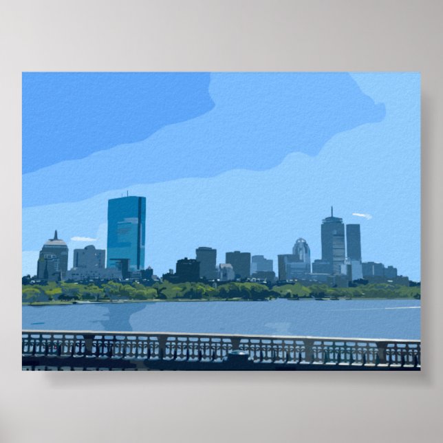 Poster Pintura do Rio Skyline Charles em Boston (Frente)