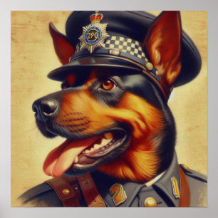 Poster Pintura do Rottweiler Retro