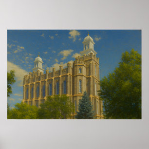 Poster Pintura do Templo de Logan Utah™ Arte de Parede LD