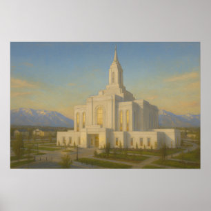 Poster Pintura do Templo de Orem Utah™ Arte de Parede LDS
