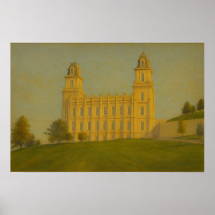 Poster Pintura do Templo Manti Utah™ Arte de Parede LDS P