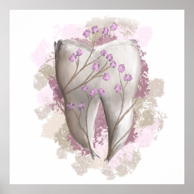 Poster Pintura dos dentes. Dentista, Dental. Presente/Ded (Frente)