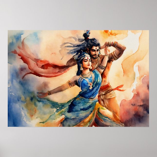 Poster Pintura dos pés de dança de Kali e Shiva (Frente)