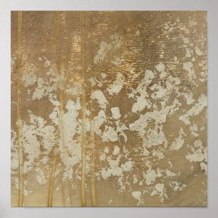 Pôster Pintura Dourada Abstrato com espinhos de prata
