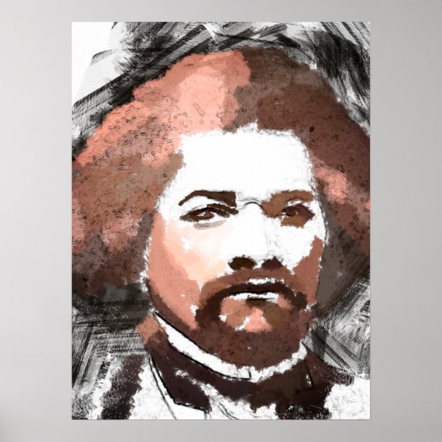 Poster Pintura Dourada de Aquarela Frederick Douglass (Frente)