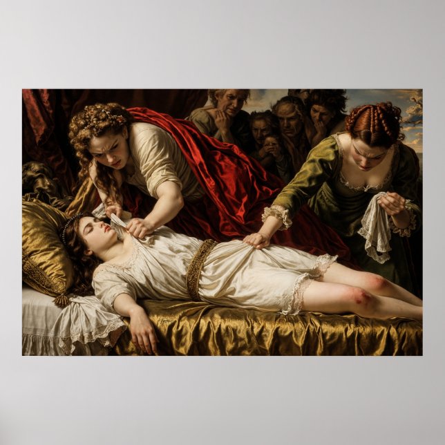 Poster Pintura Dramática Barroca Cena Clássica de Ciúme (Frente)