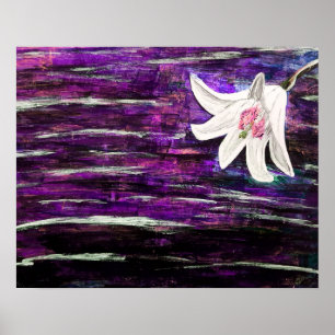 Poster Pintura em abstrato acrílico com flor