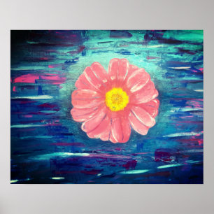 Poster Pintura em abstrato acrílico com flor