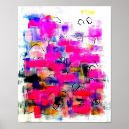 Poster Pintura em acrílico cor-de-rosa Abstrato moderna