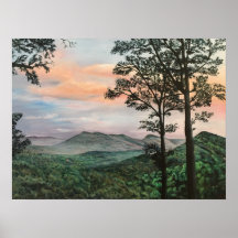 Pintura em acrílico do Sunrise na Montanha da Caro