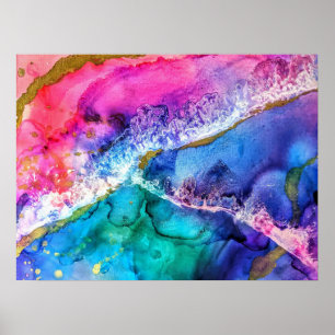 Poster Pintura em acrílico Dourado multicolorido