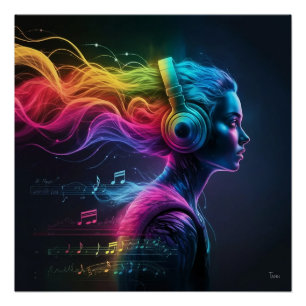 Pôster Pintura em água 3D vibrante com Padrões giratórios