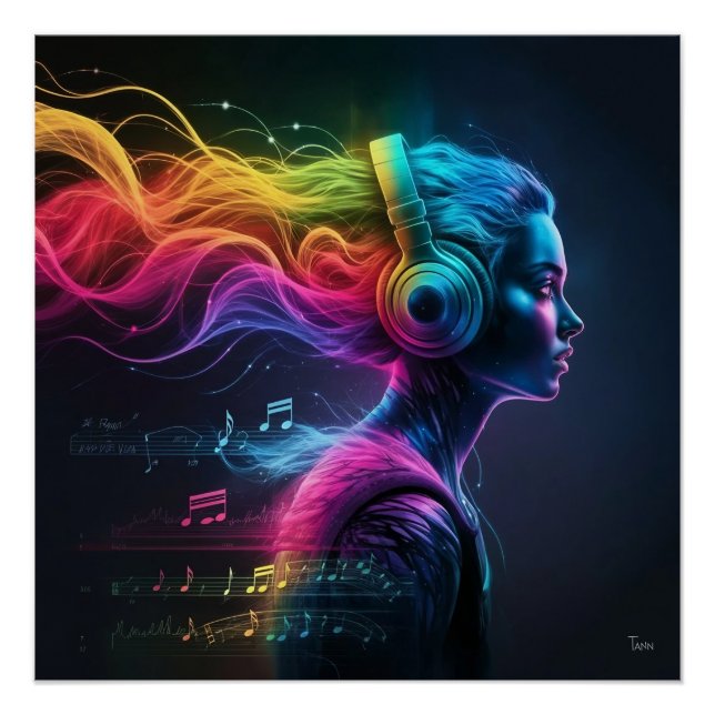 Pôster Pintura em água 3D vibrante com Padrões giratórios (Frente)