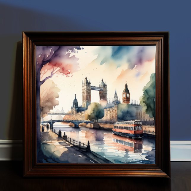 Poster Pintura em Aquarela da Cityscape London Inglaterra (Criador carregado)