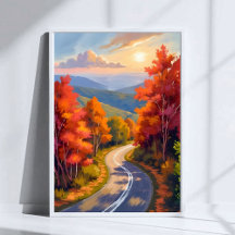 Pintura em aquarela da paisagem de folhagem de out