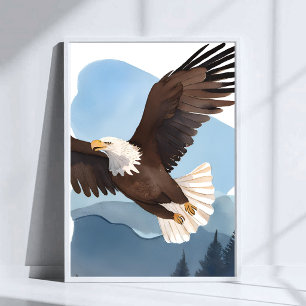 Poster Pintura em Aquarela de Águia Americana