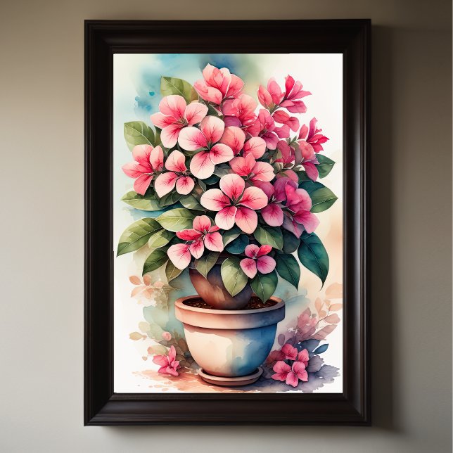 Poster Pintura em aquarela de Bouganvillea em rosa Pote (Criador carregado)