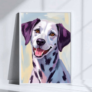 Poster Pintura em Aquarela de Cachorro Dalmata Arte de Pe