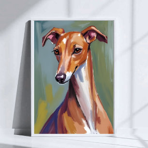 Poster Pintura em Aquarela de Cachorro Galgo Italiano