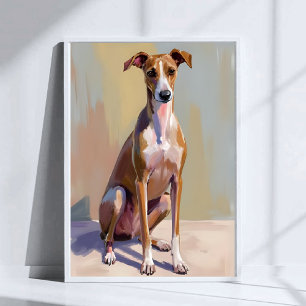 Poster Pintura em Aquarela de Cachorro Galgo Italiano