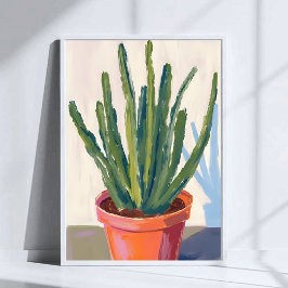 Poster Pintura em Aquarela de Cactos Verdes