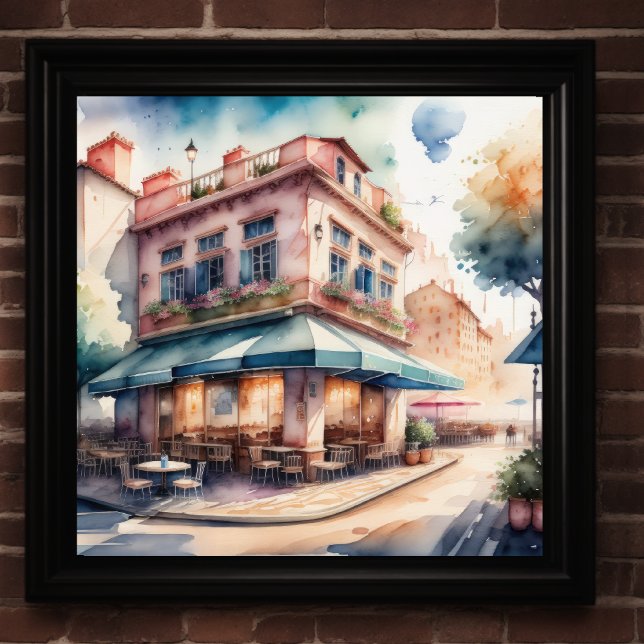 Poster Pintura em Aquarela de Café Parisiense (Criador carregado)