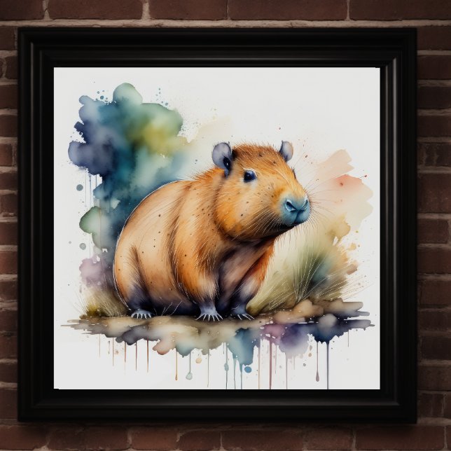 Poster Pintura em aquarela de Capybara 1:1 (Criador carregado)