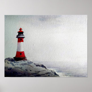Poster Pintura em Aquarela de Farol
